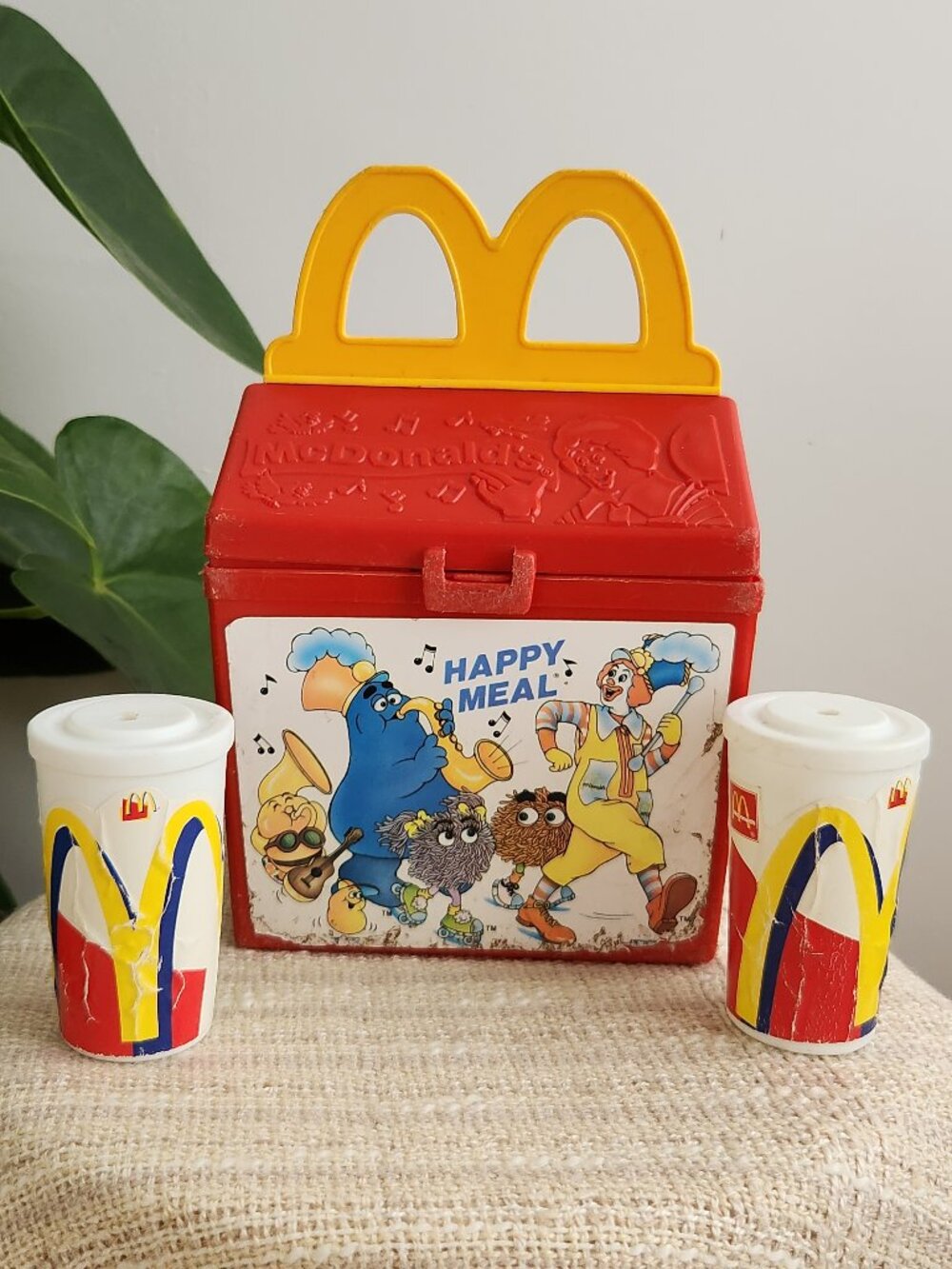 Vintage Fisher Price McDonald's Happy Meal 2 Mini Plastic Cups Set 1989